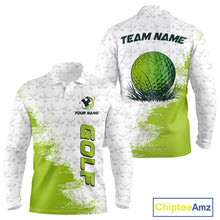 Load image into Gallery viewer, Green and White golf camo Men golf polo shirts custom golf wear for mens, best golf gifts NQS10170