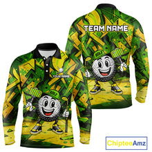 Load image into Gallery viewer, Green and Yellow camo funny golf ball Mens golf polo shirts custom team golf outfits for men NQS10176