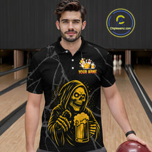 Load image into Gallery viewer, Bowling And Beer Custom Skull Bowling Shirts For Men, Halloween Bowling Outfits NQS10518