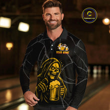 Load image into Gallery viewer, Bowling And Beer Custom Skull Bowling Shirts For Men, Halloween Bowling Outfits NQS10518
