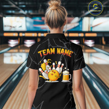 Load image into Gallery viewer, Bowling And Beer Custom Skull Bowling Shirts For Women, Halloween Bowling Outfits NQS10518