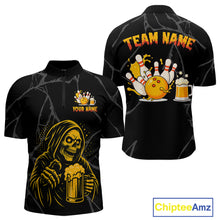 Load image into Gallery viewer, Bowling And Beer Custom Skull Bowling Shirts For Men, Halloween Bowling Outfits NQS10518
