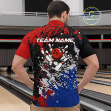 Load image into Gallery viewer, Red, White and Blue Camo Bowling Polo, Quarter Zip shirts for Men Custom Patriotic Gift For Bowlers NQS10589