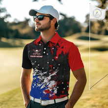 Load image into Gallery viewer, Red, White and Blue Golf Polo shirts for Men Custom Patriotic Gift For Golfers, Mens golf outfit NQS10590