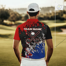 Load image into Gallery viewer, Red, White and Blue Golf Polo shirts for Men Custom Patriotic Gift For Golfers, Mens golf outfit NQS10590