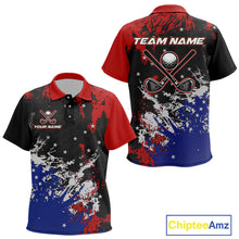 Load image into Gallery viewer, Red, White and Blue Golf Polo shirts for Kid Custom Patriotic Gift For Golfers, Kids golf outfit NQS10590