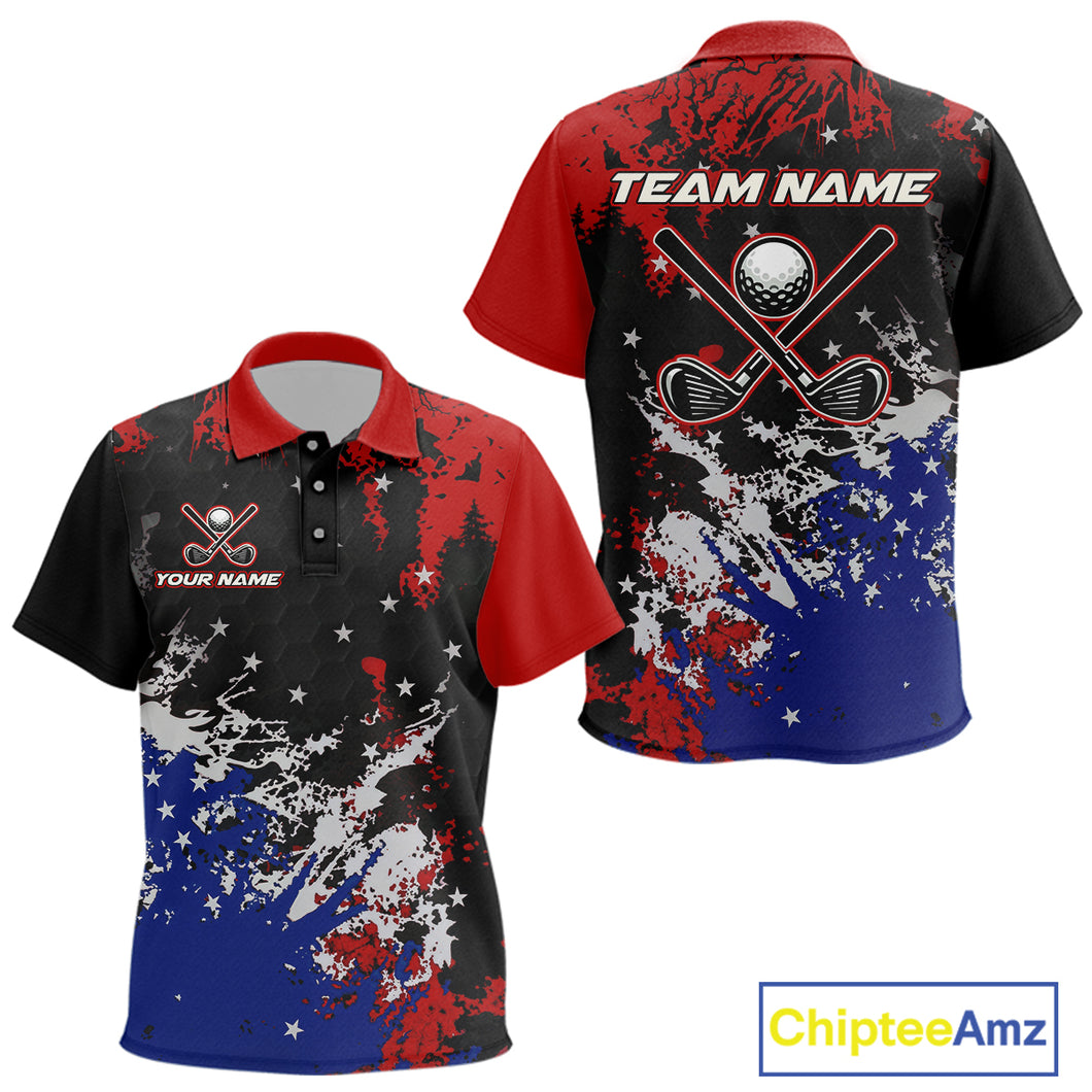 Red, White and Blue Golf Polo shirts for Kid Custom Patriotic Gift For Golfers, Kids golf outfit NQS10590