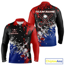 Load image into Gallery viewer, Red, White and Blue Golf Polo shirts for Men Custom Patriotic Gift For Golfers, Mens golf outfit NQS10590