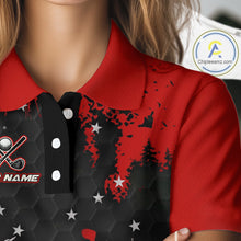 Load image into Gallery viewer, Red, White and Blue Golf Polo shirts for Women Custom Patriotic Gift For Golfers, Ladies golf outfit NQS10590