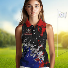 Load image into Gallery viewer, Red, White and Blue Women Sleeveless polo shirt Custom Patriotic Gift For Golfers, Ladies golf outfit NQS10590