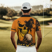 Load image into Gallery viewer, Custom Skull Golf Polo Shirts For Men Halloween Golf Outfits, personalized golf gifts NQS10619