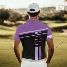 Load image into Gallery viewer, Personalized Black and Purple Men golf polo shirts, Custom Golf Shirts For Team men golfers NQS10160