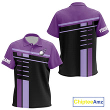 Load image into Gallery viewer, Personalized Black and Purple Kid golf polo shirts, Custom Golf Shirts For Team Kid golfers NQS10160