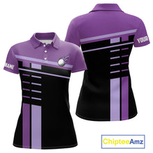 Load image into Gallery viewer, Personalized Black and Purple Women golf polo shirts, Custom Golf Shirts For Team ladies golfers NQS10160