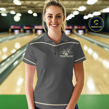 Load image into Gallery viewer, Custom Retro Bowling Polo, Quarter Zip Shirt for Women Personalized Vintage Team Bowling Jersey NQS10505