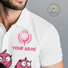 Load image into Gallery viewer, Funny pink flamingo friends white Men golf polo shirts Custom flamingo golf outfits for men NQS10201