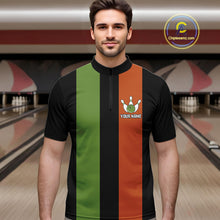 Load image into Gallery viewer, Green &amp; Orange Retro Black Bowling shirts for men custom Does this shirt make my balls look big NQS10622