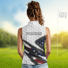 Load image into Gallery viewer, Personalized American Flag Golf Sleeveless polo shirt For Women Custom Patriotic Golf Gifts NQS10428