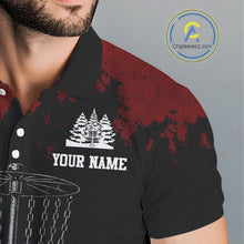 Load image into Gallery viewer, Black and Red Disc golf basket chain Men disc golf polo shirt custom number disc golf outfit for team NQS10438