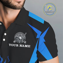 Load image into Gallery viewer, Black and Blue Flame Golf Ball Mens golf polo shirts custom golf attire for men, best golf gifts NQS10448