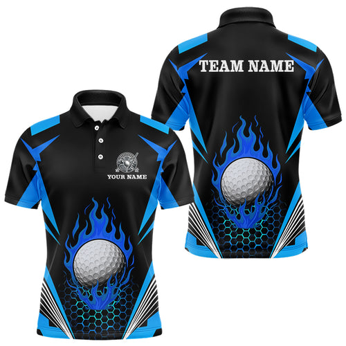 Black and Blue Flame Golf Ball Mens golf polo shirts custom golf attire for men, best golf gifts NQS10448