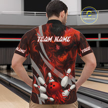 Load image into Gallery viewer, Red Flame Skull Bowling Polo, Quarter Zip shirts For Men Custom Halloween Team Bowling Outfit NQS10636