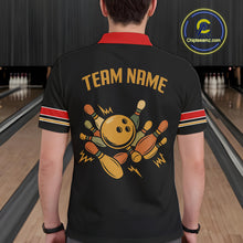 Load image into Gallery viewer, Custom Retro Black Mens Bowling Polo, Quarter Zip shirts, Personalized vintage bowling team jerseys NQS10548