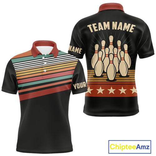 Retro Bowling Polo, Quarter Zip Shirt for Men Custom Vintage Team Bowling Jersey, Gift For Bowlers NQS10567