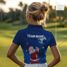 Load image into Gallery viewer, Funny Santa Christmas Golf polo shirts for Women Custom Blue team golf jerseys, Christmas golf gifts NQS10828