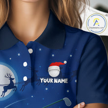 Load image into Gallery viewer, Funny Santa Christmas Golf polo shirts for Women Custom Blue team golf jerseys, Christmas golf gifts NQS10828