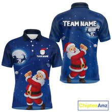 Load image into Gallery viewer, Funny Santa Christmas Golf polo shirts for men Custom Blue team golf jerseys, Christmas golf gifts NQS10828