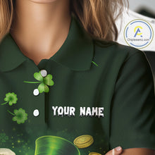 Load image into Gallery viewer, Funny Skull drink beer St Patrick day Green shamrock Women Golf Polo Shirt Custom ladies golf apparel NQS11411