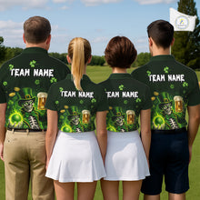 Load image into Gallery viewer, Funny Skull drink beer St Patrick day Green shamrock Women Golf Polo Shirt Custom ladies golf apparel NQS11411