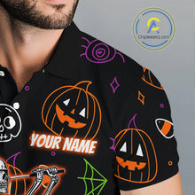 Load image into Gallery viewer, Personalized Funny Halloween Pattern Skull Golf Polo Shirts For Men, Halloween Mens Golf Gifts NQS10836