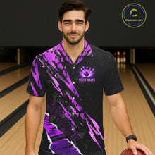 Load image into Gallery viewer, Black and Purple camo Hawaiian Button-up bowling shirts custom Bowling Team League Jerseys NQS11420