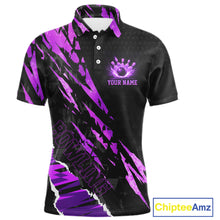 Load image into Gallery viewer, Black and Purple camo Bowling Polo shirts, 1/4 zip shirt for men custom Bowling Team League Jerseys NQS11420