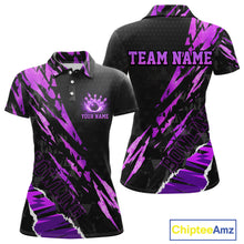 Load image into Gallery viewer, Black and Purple camo Bowling Polo shirts, 1/4 zip shirt for Women custom Bowling Team League Jerseys NQS11420