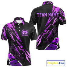 Load image into Gallery viewer, Black and Purple camo Bowling Polo shirts, 1/4 zip shirt for men custom Bowling Team League Jerseys NQS11420