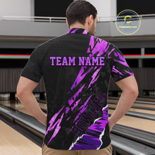 Load image into Gallery viewer, Black and Purple camo Bowling Polo shirts, 1/4 zip shirt for men custom Bowling Team League Jerseys NQS11420