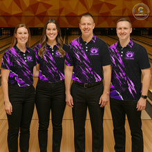 Load image into Gallery viewer, Black and Purple camo Bowling Polo shirts, 1/4 zip shirt for men custom Bowling Team League Jerseys NQS11420