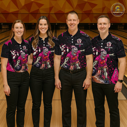 Black and Pink Funny zombie Bowling Shirts For Men Custom Mens Bowling team league jerseys NQS11442