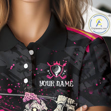 Load image into Gallery viewer, Black and Pink Funny zombie Golf Polo shirts for Women Custom funny women's golf team shirts NQS11443