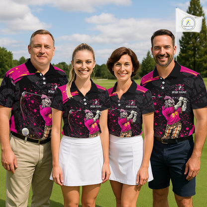 Black and Pink Funny zombie Golf Polo shirts for Women Custom funny women's golf team shirts NQS11443