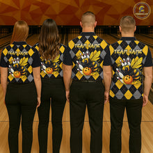 Load image into Gallery viewer, Black and Yellow argyle pattern Honey Bee Bowling shirts for Men Custom Team bowling jerseys NQS11250