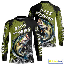 Load image into Gallery viewer, Black and Green Largemouth Bass Fishing Jerseys Custom Bass performance fishing apparel NQS11068
