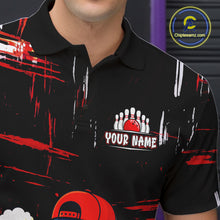 Load image into Gallery viewer, Custom Black And Red Funny Beer Bowling Men Polo, Quarter Zip Shirts, funny bowling shirts NQS11490