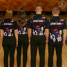 Load image into Gallery viewer, Custom Black And Red Funny Beer Bowling Men Polo, Quarter Zip Shirts, funny bowling shirts NQS11490