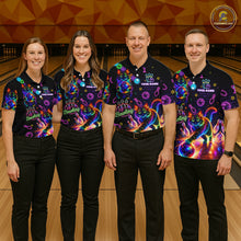 Load image into Gallery viewer, Custom Funny Cat Neon Bowling Jerseys for Men Bowling Outfit Polo &amp; 1/4 Zip Bowling Team Shirts NQS11515