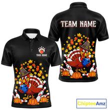 Load image into Gallery viewer, Funny Turkey Bowling Shirts For Men, Autumn Leaf Thanksgiving Bowling Tournament Shirts NQS10716