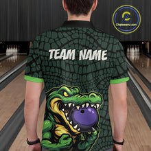 Load image into Gallery viewer, Green Alligator Bowling Polo, Quarter Zip shirts for Men Custom Team bowling uniform jersey NQS10734